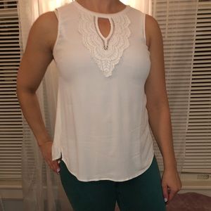 Daniel Rainn White Lace Tank W/ Back Detail